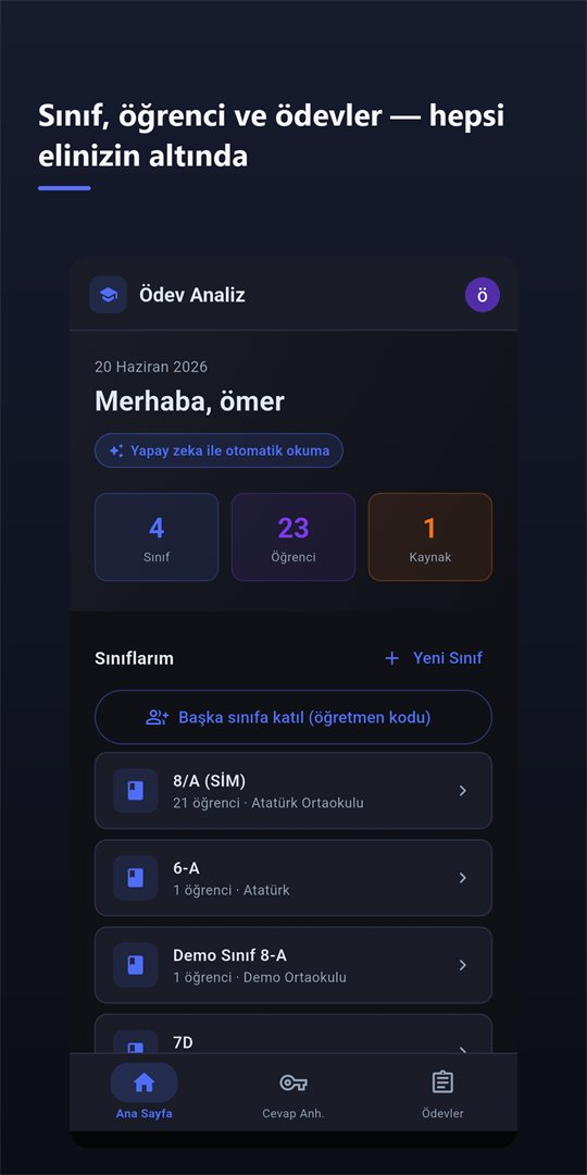 Ödev Analiz ana ekranı