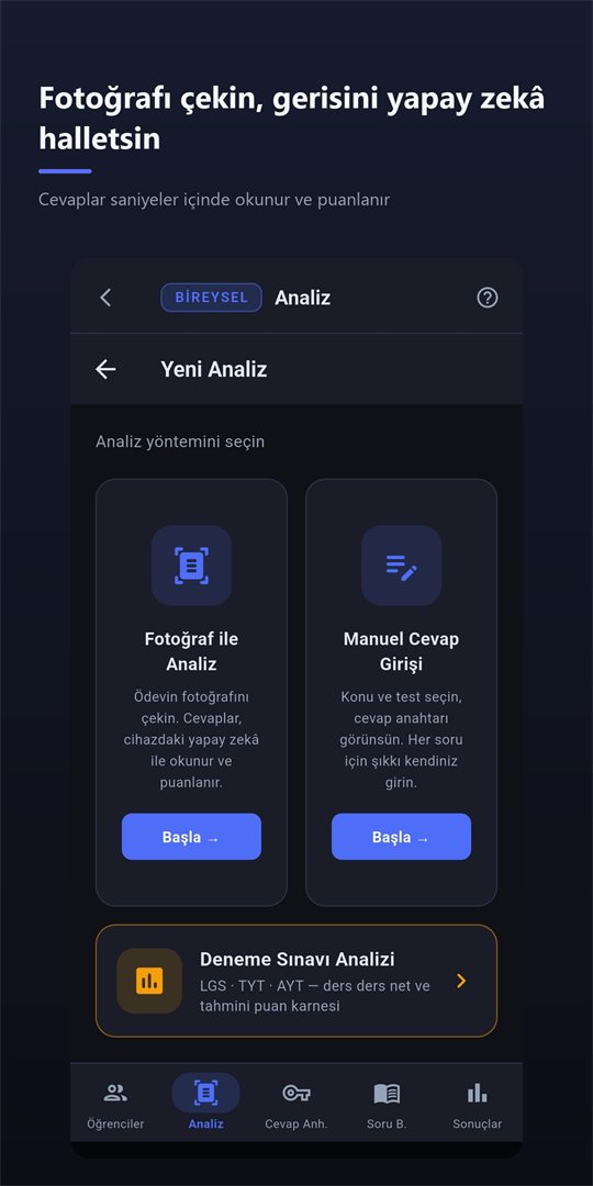 Analiz sonucu ekranı
